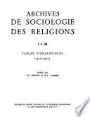 Archives de sociologie des religions