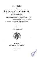 Archives des Missions Scientifiques et Littéraires. 3eme Série