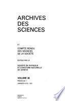 Archives des sciences et compte rendu des séances de la Société