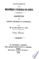 Archives des sciences physiques et naturelles