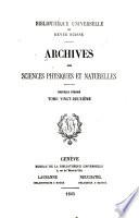 Archives des sciences physiques et naturelles