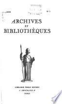 Archives et bibliothèques