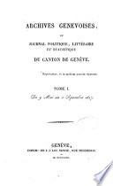 Archives genevoises, or journal politique, littéraire et statistique du Canton de Genève
