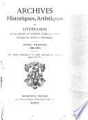 Archives historiques, artistiques et littéraires