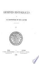 Archives historiques de la Saintonge et de l'Aunis