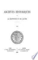 Archives historiques de la Saintonge et de l'Aunis