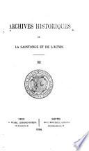 Archives historiques de la Saintonge et de l'Aunis