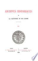 Archives historiques de la Saintonge et de l'Aunis