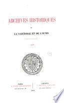 Archives historiques de la Saintonge et de l'Aunis