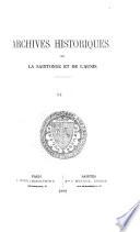 Archives historiques de la Saintonge et de l'Aunis
