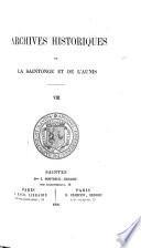 Archives historiques de la Saintonge et de l'Aunis