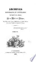 Archives historiques et littéraire du Nord de la France, et de Midi de la Belgique