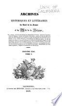 Archives historiques et littéraire du Nord de la France, et de Midi de la Belgique