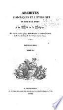 Archives historiques et littéraire du Nord de la France, et de Midi de la Belgique