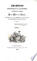 Archives historiques et littéraires du Nord de la France et du Midi de la Belgique