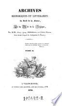 Archives historiques et litteraires du nord de la France et du midi de la Belgique