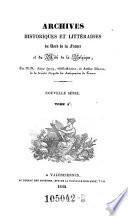 Archives historiques et litteraires du nord de la France et du midi de la Belgique