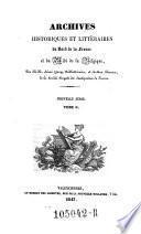 Archives historiques et litteraires du nord de la France et du midi de la Belgique
