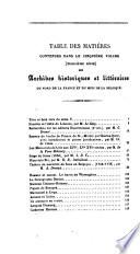 Archives historiques et littéraires du Nord de la France et du Midi de la Belgique