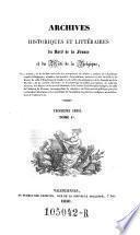 Archives historiques et littéraires du Nord de la France et du Midi de la Belgique