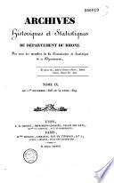 Archives historiques et statistiques du département du Rhône