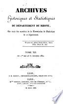 Archives Historiques et Statistiques