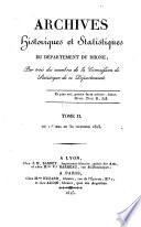 Archives Historiques et Statistiques