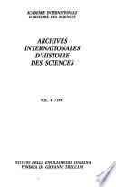 Archives Internationales D'histoire Des Sciences