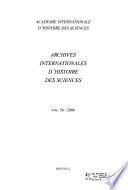 Archives Internationales D'histoire Des Sciences