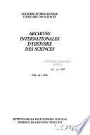 Archives internationales d'histoire des sciences