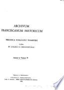 Archivum franciscanum historicum