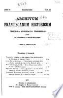 Archivum franciscanum historicum