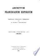 Archivum franciscanum historicum