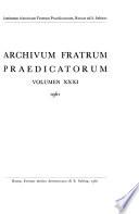 Archivum Fratrum Praedicatorum