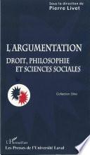 Argumentation: droit, philosphie et sciences sociales