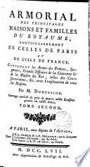Armorial des principales maisons de familles du royaume, particulièrement de celles de Paris et de l'lsle de France