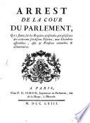 Arrest de la cour du Parlement ... concernant les pensions annuelles des Jesuites