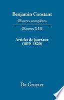 Articles de journaux (1819–1820)