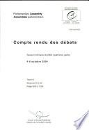 Assemblée parlementaire Compte rendu des débats Session ordinaire de 2004 (quatrième partie), octobre 2004, Volume IV