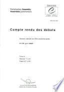 Assemblée parlementaire Compte rendu des débats Session ordinaire de 2004 (troisième partie), juin 2004, Volume III