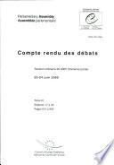 Assemblée parlementaire Compte rendu des débats Session ordinaire de 2005 (troisième partie), Juin 2005, Tome III