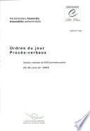 Assemblée parlementaire Ordres du jour / Procèsverbaux Session ordinaire de 2005 (première partie) / janvier 2005