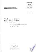 Assemblée parlementaire Ordres du jour / Procèsverbaux Session ordinaire de 2005 (troisième partie) / juin 2005