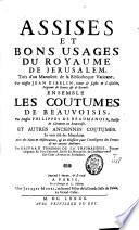 Assises et bons usages du royaume de Jérusalem