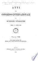 Atti del Congresso internazionale di scienze storiche (Roma, 1-9 aprile 1903).