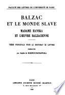 Balzac et le monde slave ; Balzac en Pologne