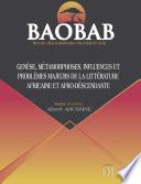 BAOBAB - Revue des mutations du monde noir NÂ°1 GenÃ¨se, mÃ©tamorphoses, influences et problÃ¨mes majeurs de la littÃ©rature africaine et afro-descendante