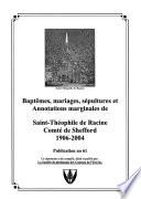 Baptêmes, mariages, sépultures et annotations marginales de Saint-Théophile de Racine, comté de Shefford, 1906-2004