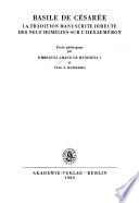 Basile de Césarée, la tradition manuscrite directe des neuf homélies sur l'Hexaéméron