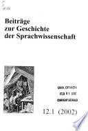 Beiträge zur Geschichte der Sprachwissenschaft